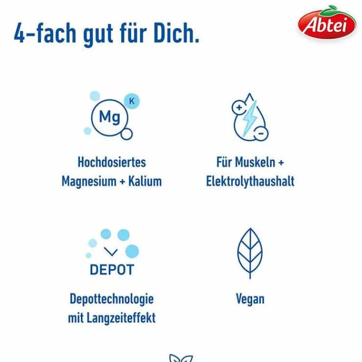 Abtei Magnesium 400 + Kalium Tabletten, 30 St
