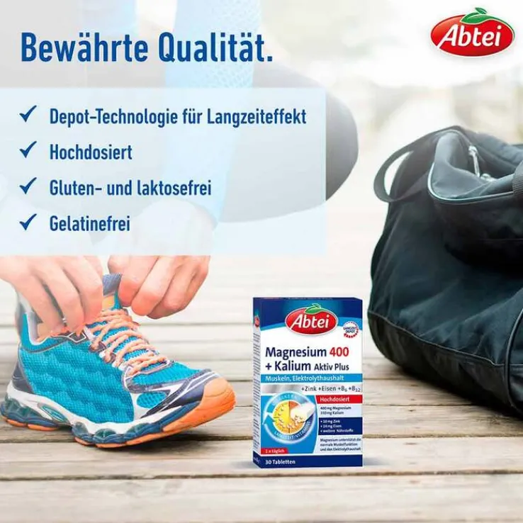 Abtei Magnesium 400 + Kalium Tabletten, 30 St