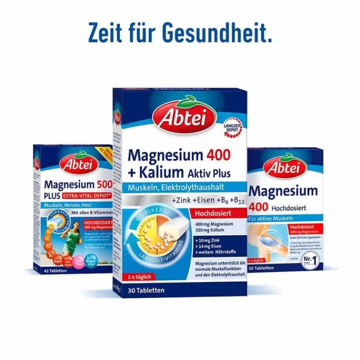 Abtei Magnesium 400 + Kalium Tabletten, 30 St
