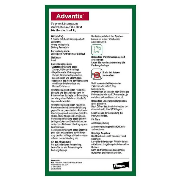 Sale Advantix Spot-on Hund bis 4 kg Lösung, 4 St