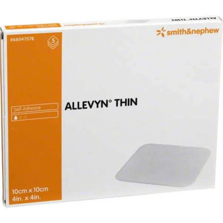 Allevyn Thin 10x10 cm dünne Wundauflage, 5 St