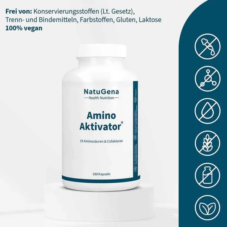 Online Natugena Aminoaktivator Aminosäuren + Vit.B6 + B9 + B12 vegan Kps, 180 St
