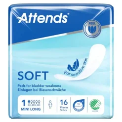 Attends Soft 1 mini long Einlagen anatomisch, 16 St