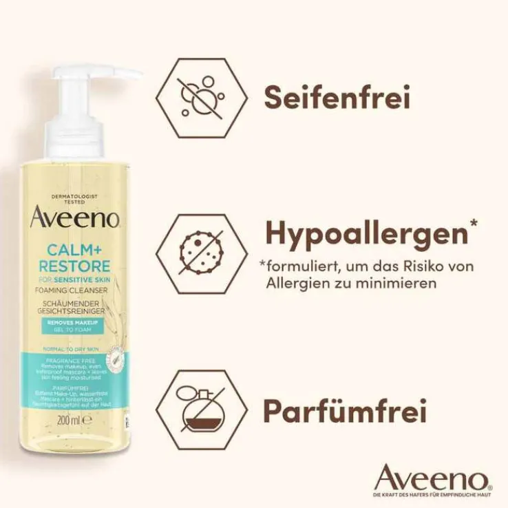 Aveeno Calm + Restore schäumender Gesichtsreiniger, 200 ml
