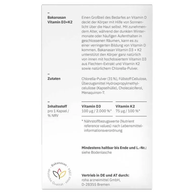 Online Bakanasan Vitamin D3 + K2 Kapseln, 60 St