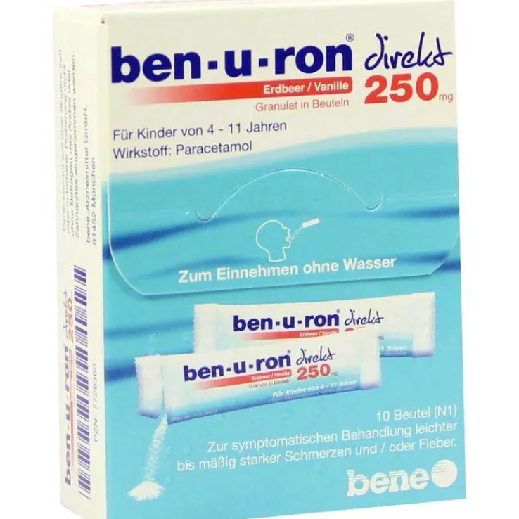 Ben-U-Ron direkt 250 mg Granulat Erdbeer / Vanille, 10 St