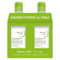 Bioderma Sebium H2O Reinigungslösung für fettige, unreine Haut, 2X500 ml