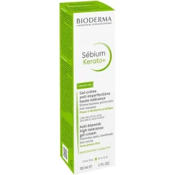 Bioderma Sebium Kerato + Creme-Gel Tube für unreine, ölige, zu Akne neigende Haut, 30 ml