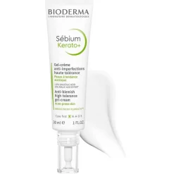 Bioderma Sebium Kerato + Creme-Gel Tube für unreine, ölige, zu Akne neigende Haut, 30 ml