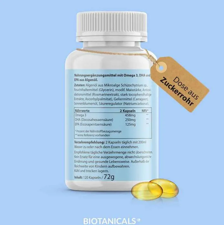 Outlet Biotanicals Omega-3 aus Algen vegan plant-based, 120 St