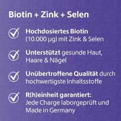 Biotin + Zink + Selen für Haut Haare & Nägel Kapseln, 120 St