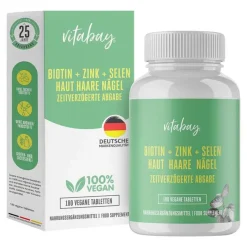 Biotin + Zink + Selen Haut + Haare + Nägel vegan Tabletten, 180 St Mikronährstoffe