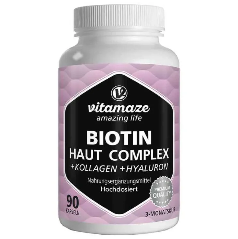 Sale Biotin Haut Komplex hochdosiert + Kollagen Kapseln, 90 St Vitamin B7 (Biotin)|Mikronährstoffe