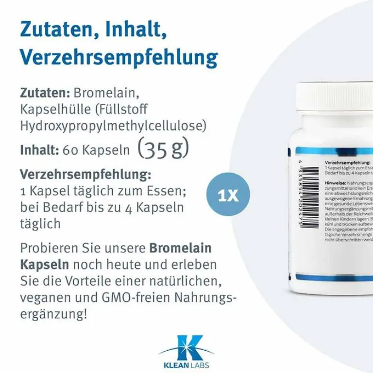 New Klean Labs Bromelain 500 mg Kapseln, 60 St