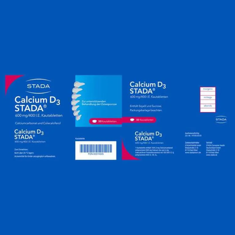 Online Calcium D3 ® 600 mg/400 I.E. Kautabletten, 50 St Calcium|Wechseljahre Medikamente