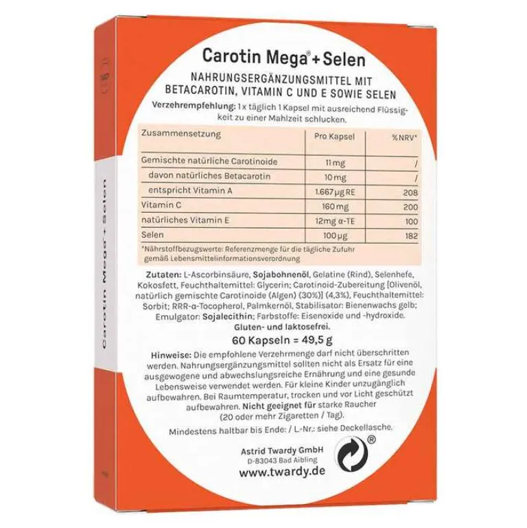 Sale Carotin Mega + Selen Kapseln, 60 St Vitamin A (Retinol)|Selen
