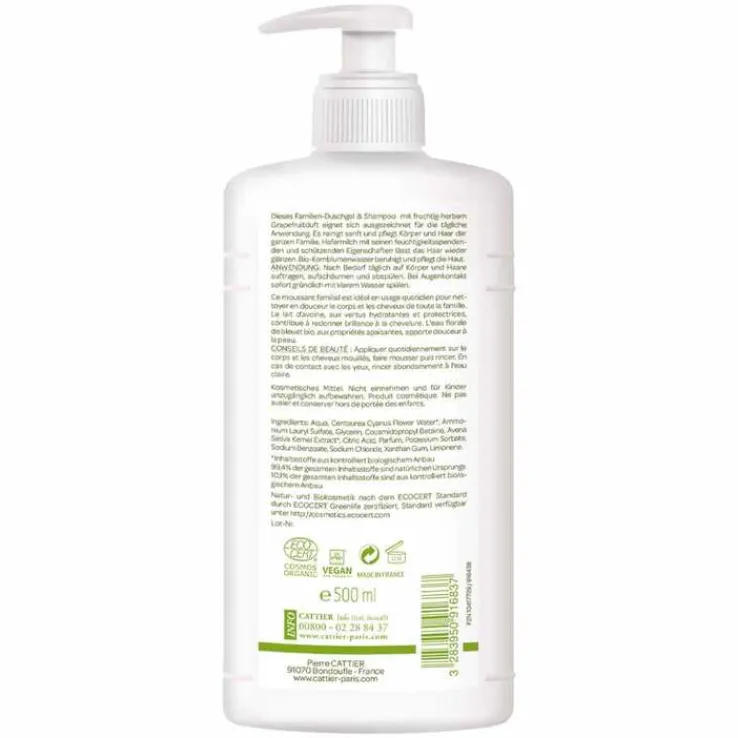 Cattier Moussant Familial Familien Duschgel und Shampoo, 500 ml
