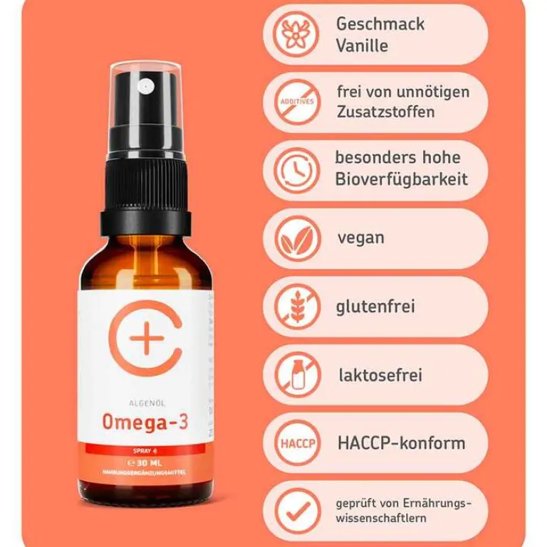 Outlet Omega-3 Algenöl DHA + EPA vegan Spray, 30 ml Algenöl