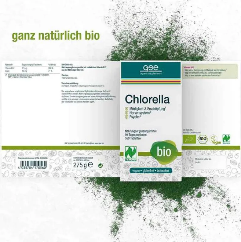 Chlorella 500 mg Bio Naturland Tabletten, 550 St Chlorella|Sonstige Bio Produkte