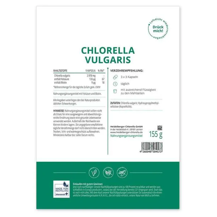 Chlorella Vulgaris Kapseln, 155 g