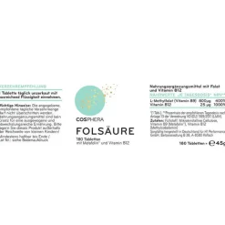 Clearance Folsäure Tabletten 800 µg Folat mit Vit.B9, 180 St Vitamin B9 (Folsäure)