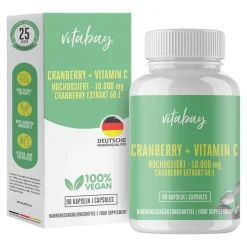 Outlet Cranberry + Vitamin C 10.000 mg hochdosiert Kapseln, 90 St Vitamin C (Ascorbinsäure)
