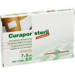 Best Curapor Wundverband transparent 5x7 cm steril, 5 St Wundpflaster
