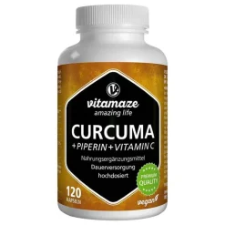 New Curcuma + Piperin + Vitamin C vegan Kapseln, 120 St Kurkuma Kapseln