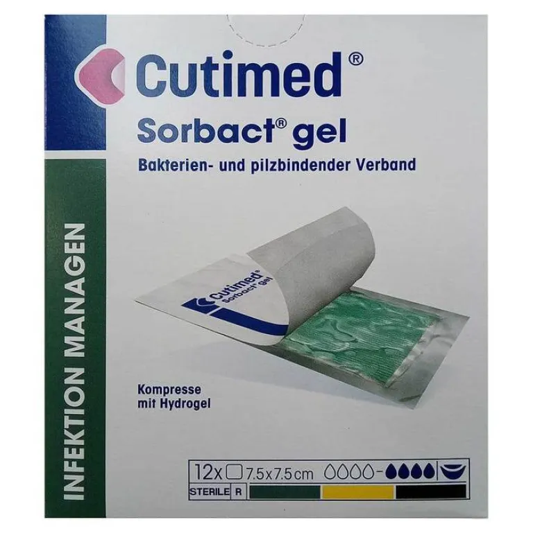 Cutimed Sorbact Gel Kompressen 7,5x7,5 cm, 12 St