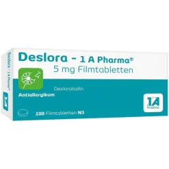 Hot Deslora – 1 A Pharma® 5 mg Filmtabletten, 100 St Desloratadin|Allergie Tabletten