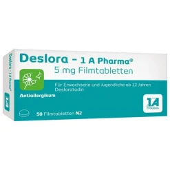 Discount Deslora – 1 A Pharma® 5 mg Filmtabletten, 50 St Desloratadin|Allergie Tabletten
