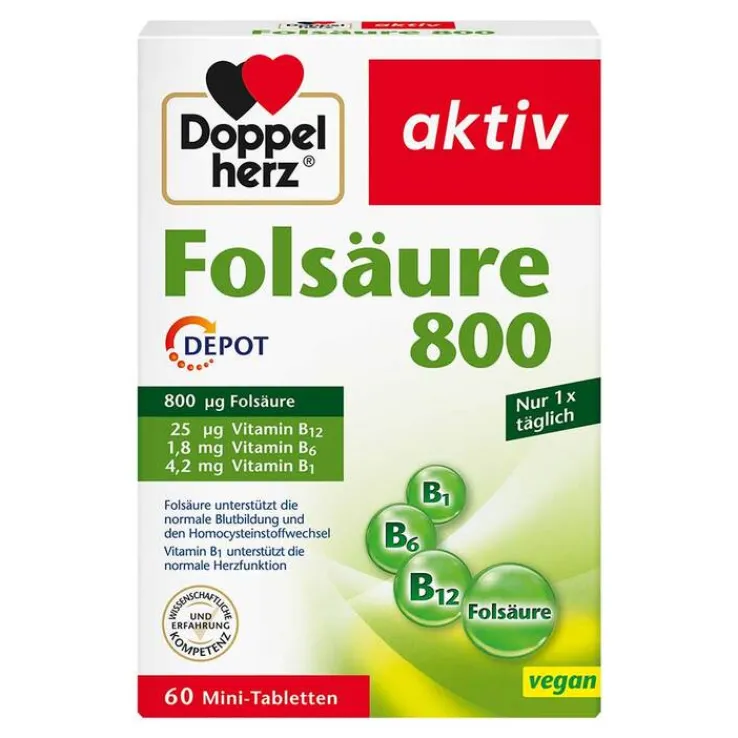 Doppelherz Folsäure 800 Depot Tabletten, 60 St
