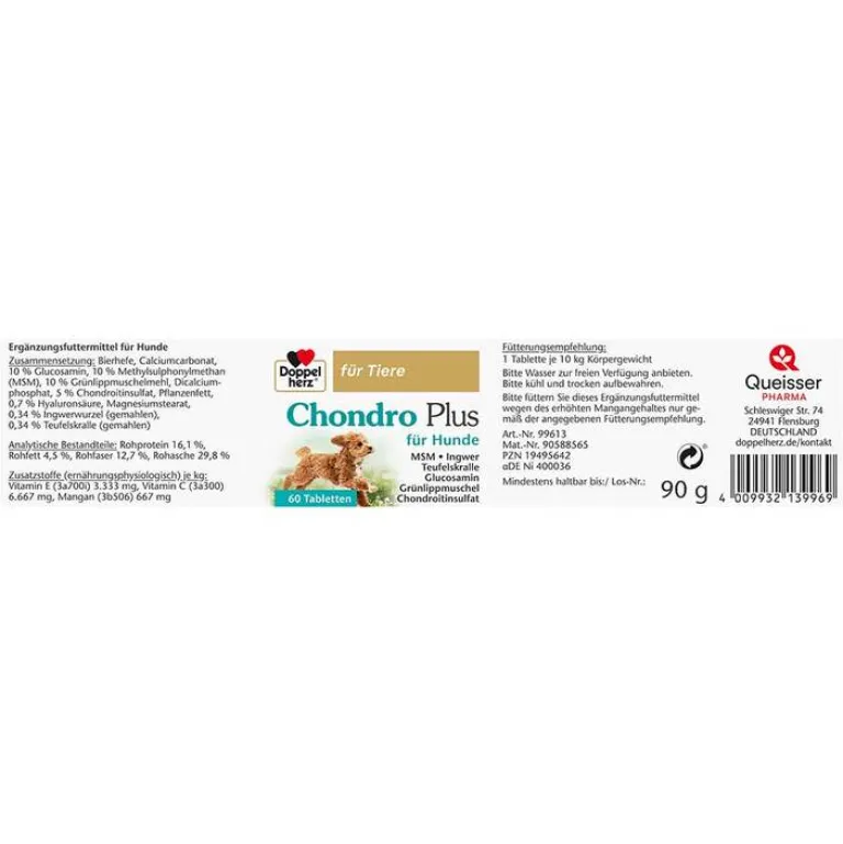 New für Tiere Chondro Plus Tabletten für Hunde, 60 St Vitamine-Mineralstoffe