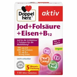 Discount Doppelherz Jod + Folsäure + Eisen + B12 Tabletten, 150 St