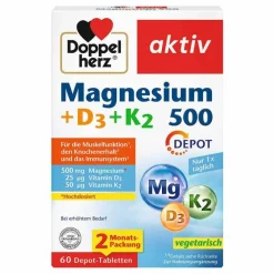 Outlet Magnesium 500 + D3 + K2 Depot Tabletten, 60 St Magnesium