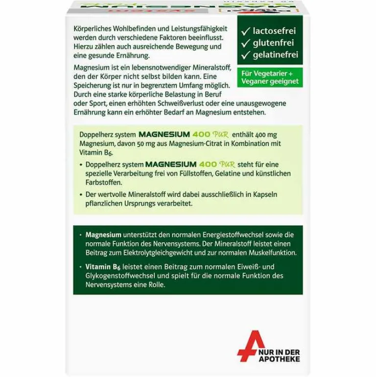 New Doppelherz Magnesium 400 Pur system Kapseln, 60 St
