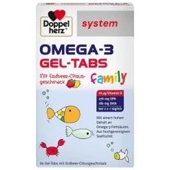 Hot Omega-3 Gel-Tabs family Erdbeer Citrus system, 60 St Omega 3 Kapseln|Augenvitamine