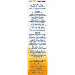 Best Vitamin C 1000 + D3 + Zink Depot Tabletten, 30 St Zink|Vitamin D (Colecalciferol)