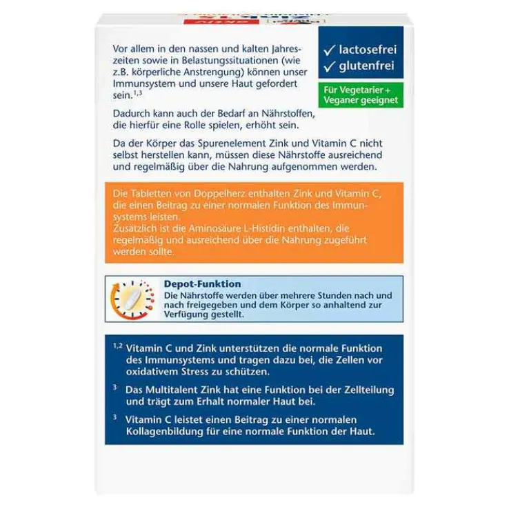 Doppelherz Zink + Histidin + Vitamin C Depot aktiv Tab, 30 St
