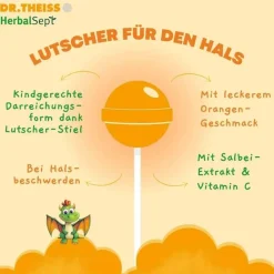 Hot Herbalsept Hals Lutscher Kids, 6 St Halsschmerztabletten