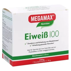 Best Eiweiss 100 Erdbeer Megamax Pulver, 7X30 g Eiweißpulver