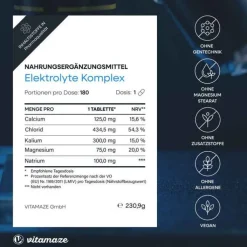 Elektrolyte Komplex Tabletten mit Magnesium vegan, 180 St