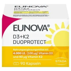 New Eunova Duoprotect D3 + K2 4000 I.E. / 80 µg Kapseln, 90 St