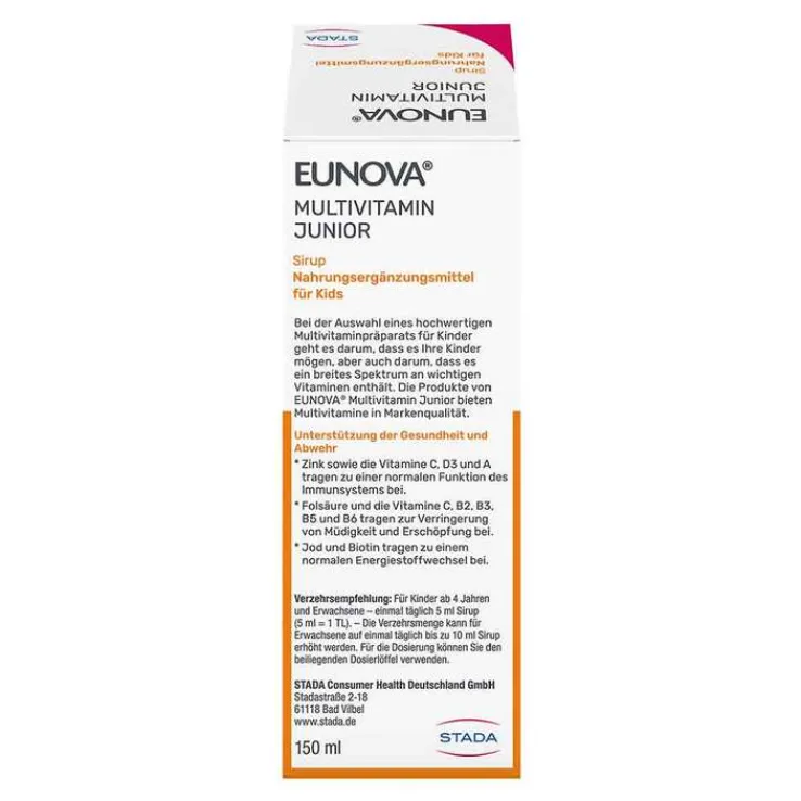 Eunova Junior Sirup mit Orangengeschmack, 150 ml