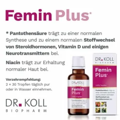 New Femin Plus Gemmo Komplex Himbeere Vit.B12, 50 ml Vitamin B6 (Pyridoxin)|Vitamin B5 (Pantothensäure)