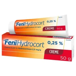 Outlet Fenihydrocort Creme 0,25 %, Hydrocortison 2,5 mg/g, wirksam bei Hautentzündungen, 50 g
