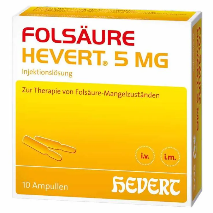 Folsäure Hevert 5 mg Ampullen, 10X2 ml