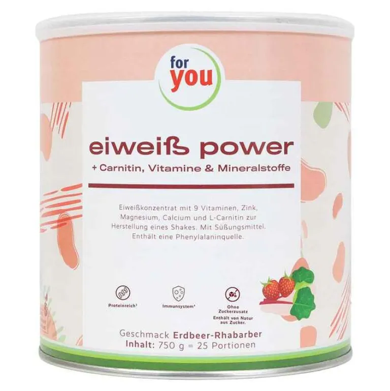 New For You Eiweiß Power Erdbeer-Rhabarber, 750 g