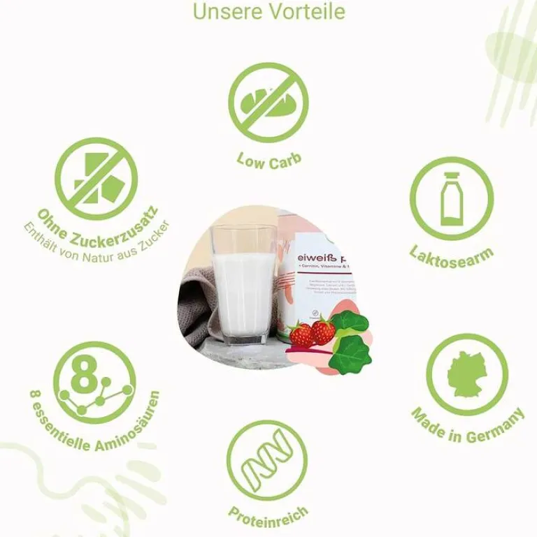 New For You Eiweiß Power Erdbeer-Rhabarber, 750 g