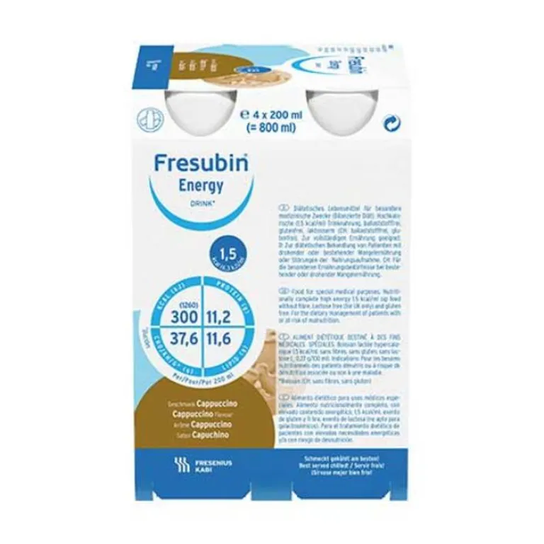 Best Energy Drink Cappuccino Trinkflasche, 4X200 ml Trinknahrung